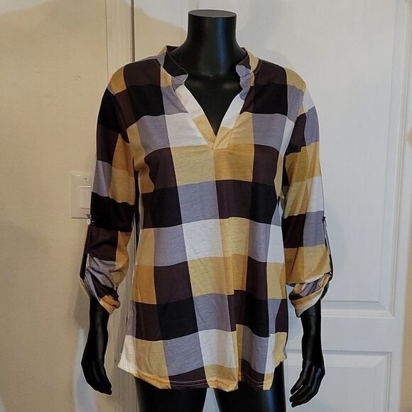 BRAND NEW PLAIT LONG SLEEVES V-NECK T-SHIRTS - Picture 3 of 16